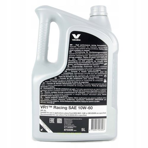 VALVOLINE 10W-60 VR1 RACING 5L na Arena.pl
