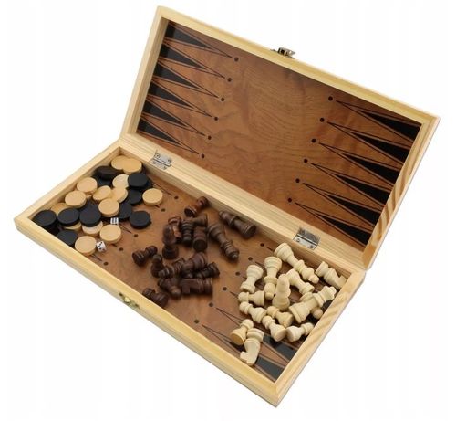 SZACHY DREWNIANE WARCABY DUŻE DLA DZIECI TRYKTRAK GRY LOGICZNE PLANSZ0WE na Arena.pl