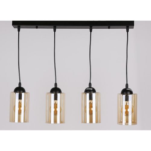 Bistro lampa wisząca czarny 4x40W E27 klosz brązowy na Arena.pl
