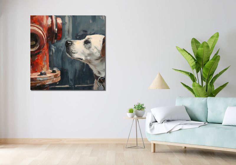 Obraz 100x100cm Kumpel przy Hydrancie zdjęcie 2