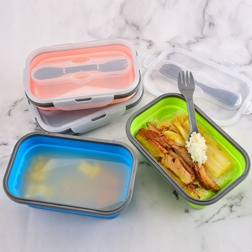 SKŁADANY SILIKONOWY LUNCH BOX 800ML DO SZKOŁY POJEMNIK NA ŻYWNOŚĆ na Arena.pl