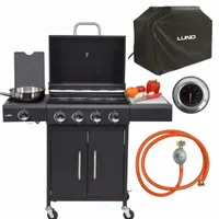 GRILL OGRODOWY GRIL GAZOWY Z POKRYWĄ + PÓŁKI ZAMYKANY OGRÓD DUŻY ZESTAW XXL