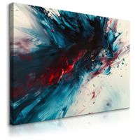 Obraz Na Płótnie Abstrakcja Niebieska Farba Nowoczesny Wzór 70cm x 50cm