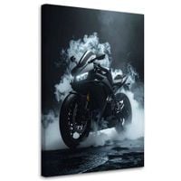 Obraz do salonu biura pokoju młodzieżowego, Czarny Motocykl Motor