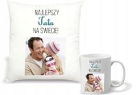 Zestaw PODUSZKA i KUBEK z nadrukiem napisem ZDJĘCIEM prezent DLA TATY