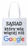 Torba Biała Eco Shopper Dla Sąsiada Sąsiadki Z Nadrukiem Ze Zdjęciem