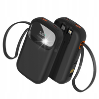 SZYBKI POWER BANK 10000mAh 22.5W POWERBANK Z WBUDOWANYM KABLEM USB C/USB