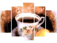 100CM 150CM OBRAZ 5 ELEM FILIŻANKA KAWY ŚCIENNY