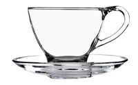 Filiżanki szklane 200 ml ze spodkami EMILY komplet 2 sztuki