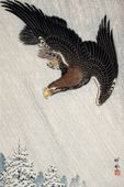 Plakat 40x60cm Eagle Flying in Snow, Koson Japoński Vintage do Salonu