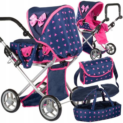 WÓZEK DLA LALEK GŁĘBOKI SPACERÓWKA GONDOLA 3w1 KINDERPLAY TORBA POŚCIEL na Arena.pl