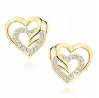 Srebrne kolczyki wkrętki sztyfty serca kolczyki pozłacane srebro próba 925