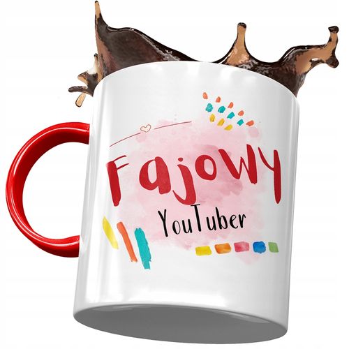 Kubek Czerwony Dla Youtubera Fajowy Youtuber Kubek Z Nadrukiem Ze Zdjęciem na Arena.pl