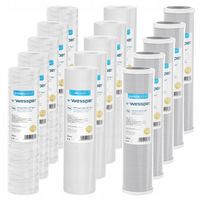 Zestaw filtrów wkładów do filtracji wstępnej węglowy PP sznurkowy 15 szt