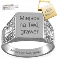 DUŻY SYGNET Z ORNAMENTAMI SREBRO 925 GRAWER FREE