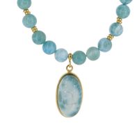 Naszyjnik z zawieszką - Larimar i srebro złocone