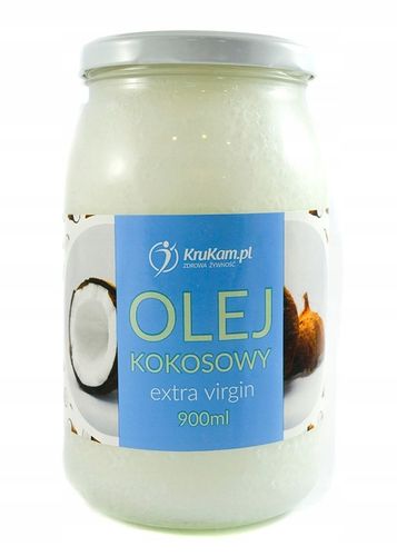Olej kokosowy Extra Virgin Zimnotłoczony Krukam 900 ML BEZ KONSERWANTÓW na Arena.pl