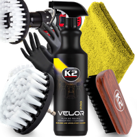 Płyn Czyszczenia Prania Tapicerki Podsufitki Foteli K2 Velor 1L + Szczotki