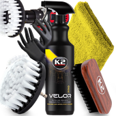 Płyn Czyszczenia Prania Tapicerki Podsufitki Foteli K2 Velor 1L + Szczotki