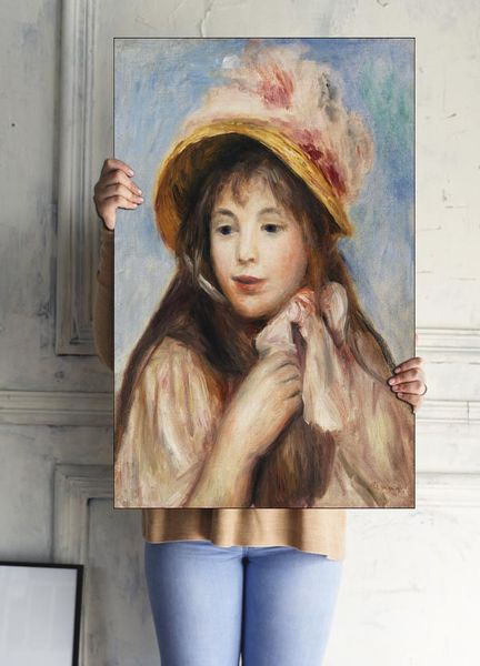 Girl with Pink Bonnet, Pierre-Auguste Renoir - plakat 60x80 cm zdjęcie 3