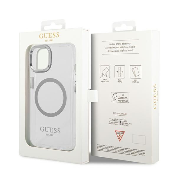 Etui Guess do iPhone 15, iPhone 14, iPhone 13, Srebrny, MagSafe zdjęcie 8