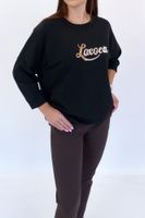 Czarna Bluza Damska z Wyszywanym Napisem UNI