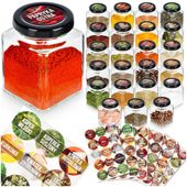 24x Pojemniki na Przyprawy Kuchenne Szklane Słoiki Słoiczki + Etykiety