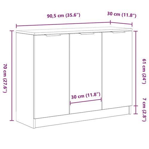 Bufet Czarny 90.5 x 30 x 70 cm Materiał drewnopochodny na Arena.pl