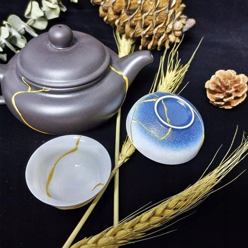 ZESTAW DO TECHNIKI KINTSUGI NAPRAWA CERAMIKI ZESTAW DIY KLEJ ZŁOTY 5min na Arena.pl