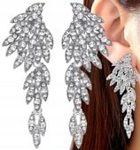 Kolczyki Srebrne Skrzydła Nausznice Cyrkonie Boho  X43