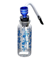 Mini Fajka Wodna Bongo Butelka 11 cm z Wężykiem Szklana Czaszki Niebieska