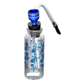 Mini Fajka Wodna Bongo Butelka 11 cm z Wężykiem Szklana Czaszki Niebieska