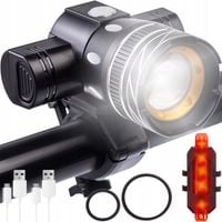 LAMPKA ROWEROWA PRZEDNIA TYLNA LED PRZÓD AKUMULATOROWA 1500LM ZESTAW LAMPEK