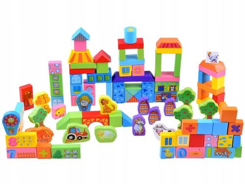 Kolorowe Klocki drewniane sorter farma 100e ZA3565 na Arena.pl