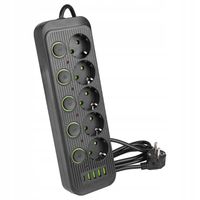 Przedłużacz listwa zasilająca 2m 5 GNIAZDA UZIEMIENIE 5x USB C włącznik