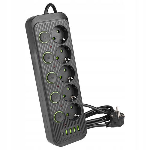 Przedłużacz listwa zasilająca 2m 5 GNIAZDA UZIEMIENIE 5x USB C włącznik na Arena.pl