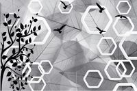 FOTOTAPETY na wymiar liście ptaki drzewo tunel