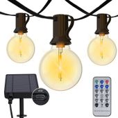 Lampki Solarne Girlanda Ogrodowa LED 18m G40 Ciepła Biel 8 Trybów Balkon