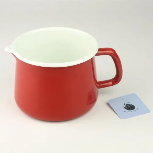 EMALIOWANY KUBEK Z WYLEWKĄ DZBANUSZEK NA KUCHENKĘ Z DZIÓBKIEM 1,7L CZERWONY na Arena.pl