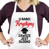 Biały fartuch kuchenny z nadrukiem na prezent upominek dla babci dziadka