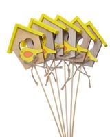 drewniany domek 7,5 x 0,5 x 7,5cm na piku 22cm 6szt. hhf-23080_yl