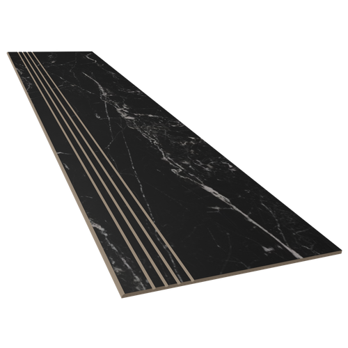 Płytki na schody Marmur Czarny STRUKTURA 160 cm, RYFLE, Eleganckie Schody na Arena.pl