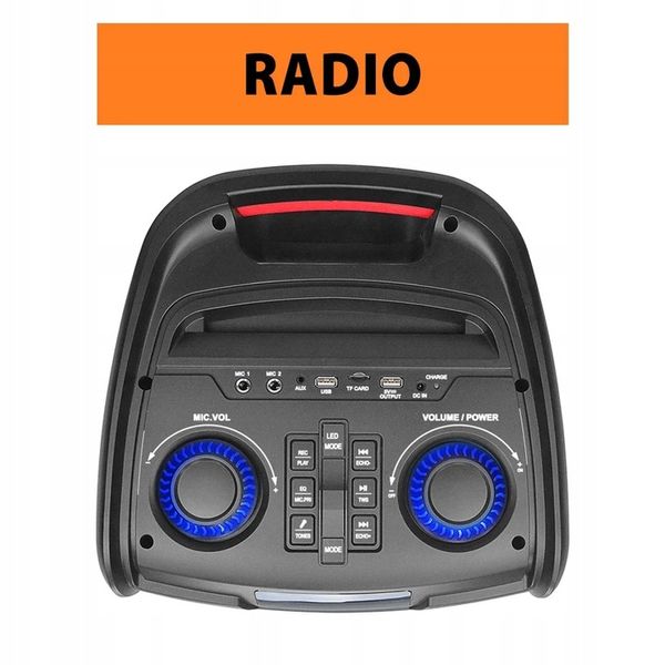 GŁOŚNIK BLUETOOTH PRZENOŚNY KARAOKE MANTA 100W USB zdjęcie 15