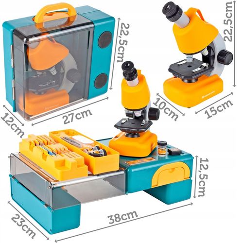 MIKROSKOP NAUKOWY ZABAWKA DLA DZIECI Z AKCESORIAMI W WALIZCE 640X na Arena.pl