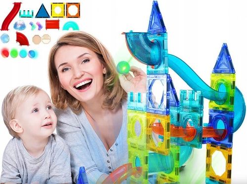 KLOCKI MAGNETYCZNE DLA DZIECKA 3D EDUKACYJNE DUŻE ŚWIECĄCY TOR KULKOWY 68EL na Arena.pl
