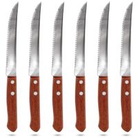 6x Noże z Ząbkami do Steków Burgerów Mięsa Grilla Stalowe Zestaw Noży