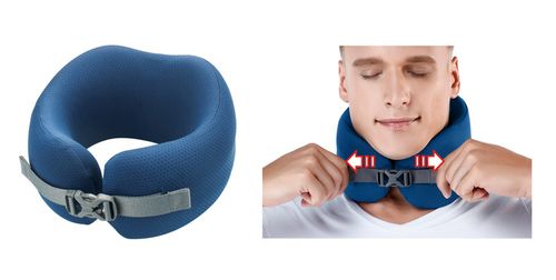 Poduszka podróżna EASY NAP średnia niebieska + opaska na oczy na Arena.pl