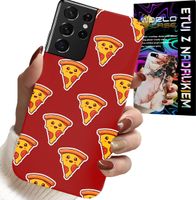 ETUI DO SAMSUNG GALAXY S21 Ultra - WZÓR Z WESOŁĄ PIZZĄ NA CZERWONYM TLE