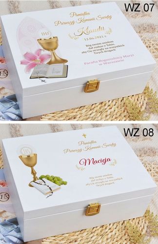 PUDEŁKO białe KOMUNIA prezent NADRUK pamiątka IMIĘ na Arena.pl