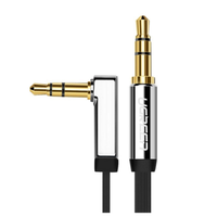 kątowy kabel mini jack 3,5mm aux ugreen  av119 płaski 1m (czarny)